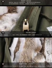 Thumbnail for Women's Long Rabbit Fur Parka Real Fur Lining & Real Fox Fur Collar -, Coats , Drestiny , Army Green, Australia, Black, Blue Grey, Brown, Canada, Coats, Deep Pink, Grey, L, M, New Zealand, S, Silver, United Kingdom, United States, White, XL, XXL , Drestiny , www.shopdrestiny.com