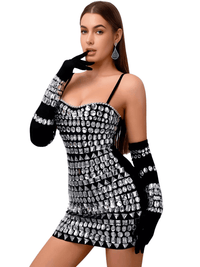 Thumbnail for Women's Luxury Diamond Bodycon Bandage Mini Dress With Gloves -, Dress , Drestiny , Australia, Black, Crop Tops, Gloves, L, M, Mini Dresses, New Zealand, S, Shorts, Skirts, Sleeveless, United Kingdom, United States, White, XS , Drestiny , www.shopdrestiny.com