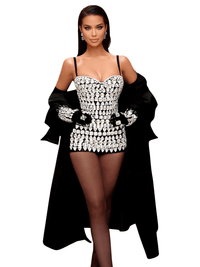 Thumbnail for Women's Luxury Diamond Bodycon Bandage Mini Dress With Gloves -, Dress , Drestiny , Australia, Black, Crop Tops, Gloves, L, M, Mini Dresses, New Zealand, S, Shorts, Skirts, Sleeveless, United Kingdom, United States, White, XS , Drestiny , www.shopdrestiny.com