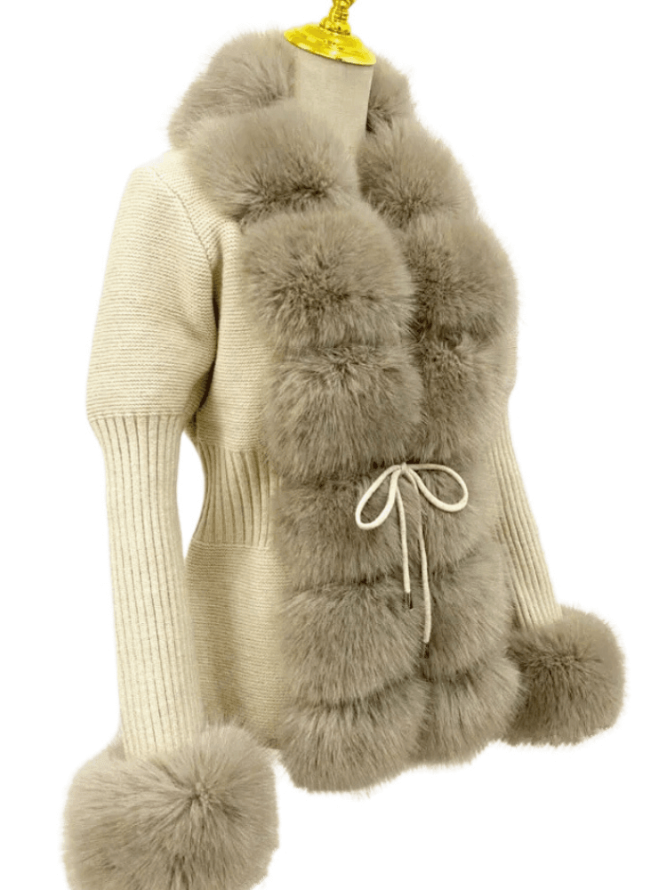 Women's Luxury Knitted Sweater Coat With Detachable Fur in 14 Colors! -, Sweater Coat , Drestiny , Australia, Beige, Black, Blue Grey, Brown, Camel, Coats, Dark Khaki, Khaki, L, Light Brown, M, New Zealand, Pink, S, United Kingdom, United States, White, XL, XXL, XXXL , Drestiny , www.shopdrestiny.com