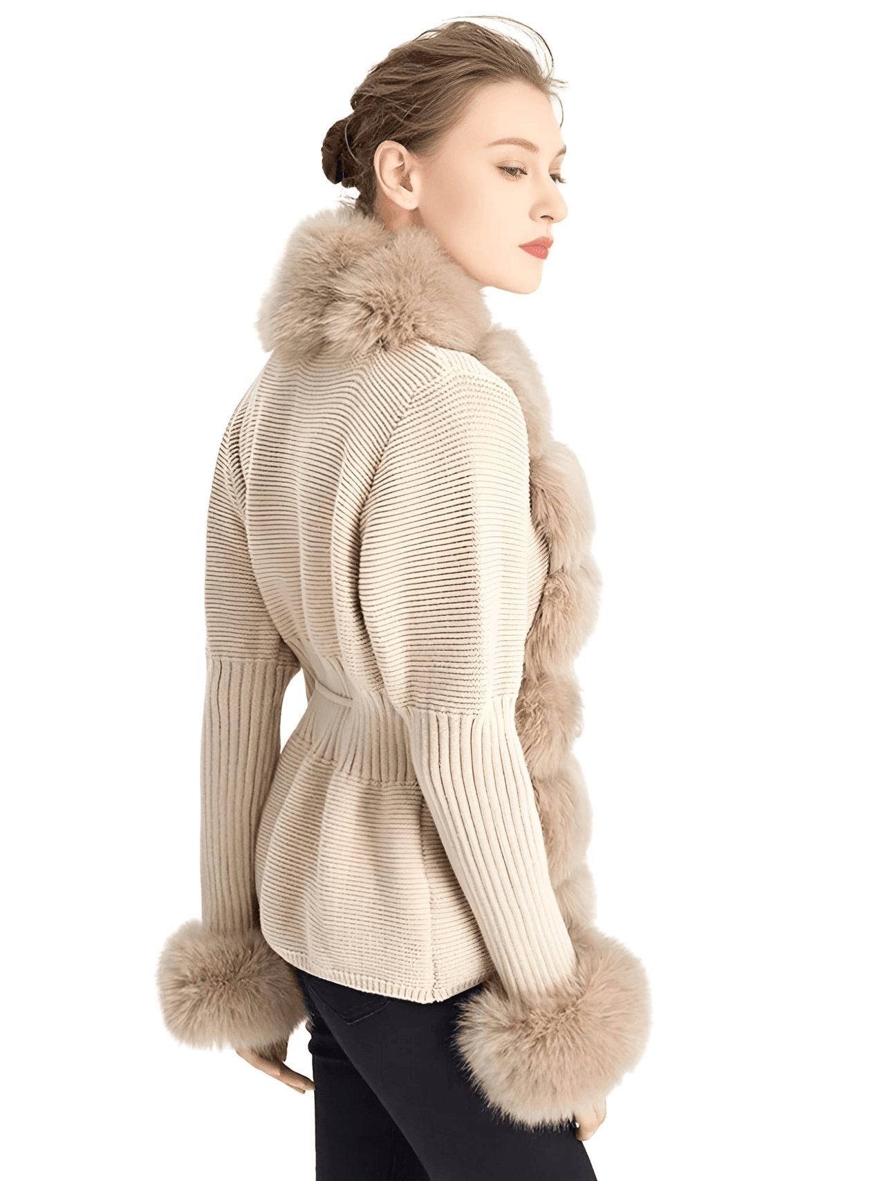 Women's Luxury Knitted Sweater Coat With Detachable Fur in 14 Colors! -, Sweater Coat , Drestiny , Australia, Beige, Black, Blue Grey, Brown, Camel, Coats, Dark Khaki, Khaki, L, Light Brown, M, New Zealand, Pink, S, United Kingdom, United States, White, XL, XXL, XXXL , Drestiny , www.shopdrestiny.com