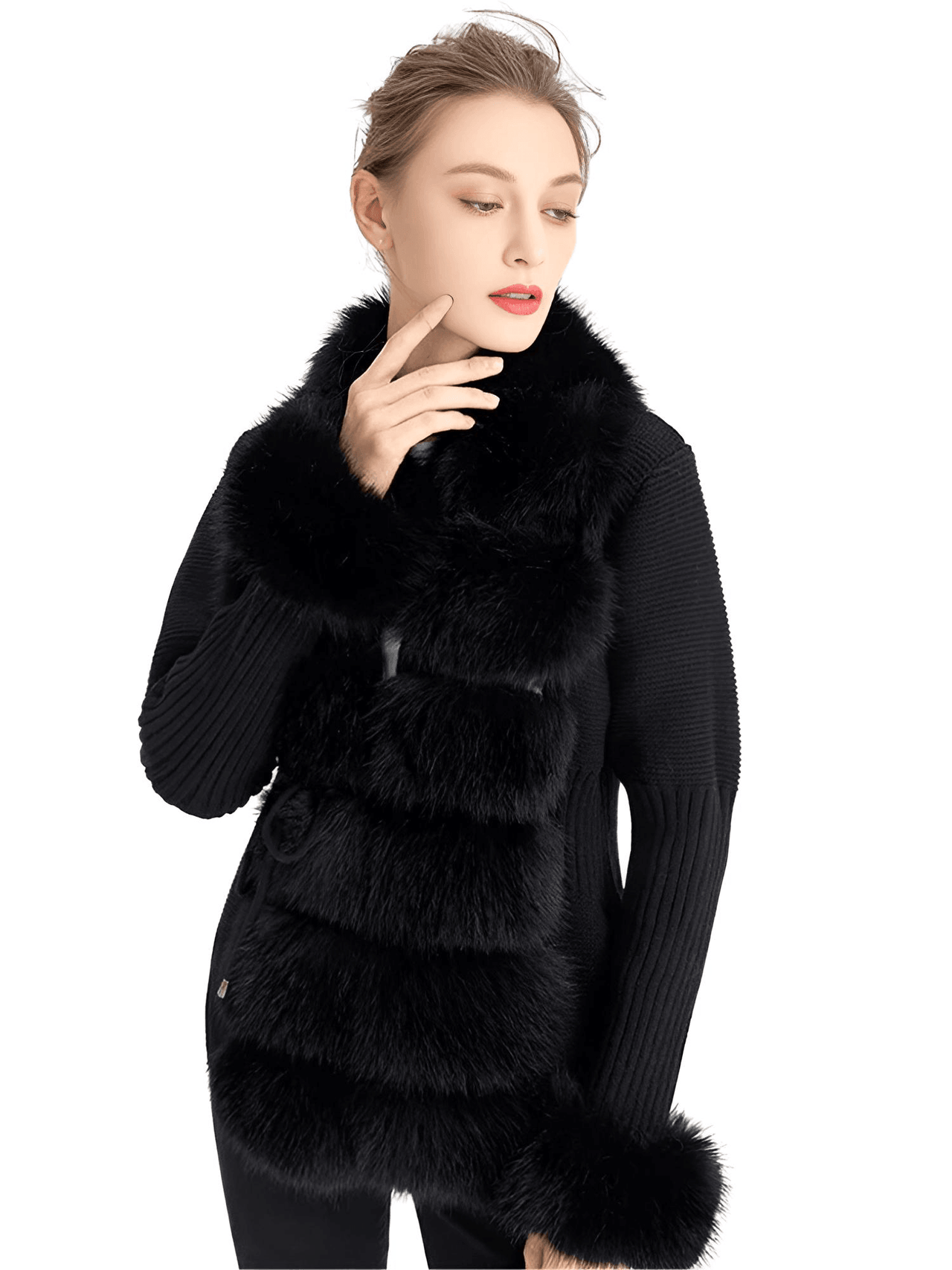 Women's Luxury Knitted Sweater Coat With Detachable Fur in 14 Colors! -, Sweater Coat , Drestiny , Australia, Beige, Black, Blue Grey, Brown, Camel, Coats, Dark Khaki, Khaki, L, Light Brown, M, New Zealand, Pink, S, United Kingdom, United States, White, XL, XXL, XXXL , Drestiny , www.shopdrestiny.com