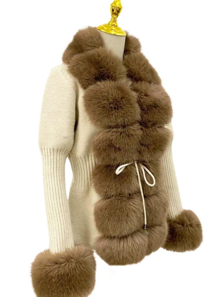 Women's Luxury Knitted Sweater Coat With Detachable Fur in 14 Colors! -, Sweater Coat , Drestiny , Australia, Beige, Black, Blue Grey, Brown, Camel, Coats, Dark Khaki, Khaki, L, Light Brown, M, New Zealand, Pink, S, United Kingdom, United States, White, XL, XXL, XXXL , Drestiny , www.shopdrestiny.com