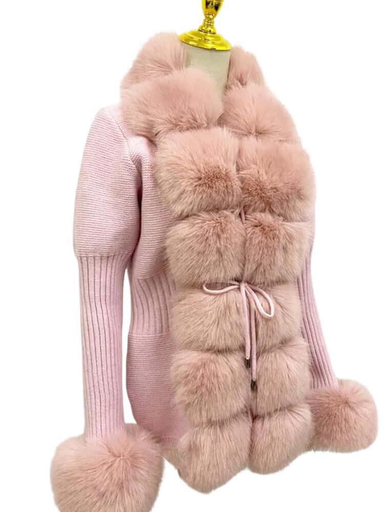 Women's Luxury Knitted Sweater Coat With Detachable Fur in 14 Colors! -, Sweater Coat , Drestiny , Australia, Beige, Black, Blue Grey, Brown, Camel, Coats, Dark Khaki, Khaki, L, Light Brown, M, New Zealand, Pink, S, United Kingdom, United States, White, XL, XXL, XXXL , Drestiny , www.shopdrestiny.com