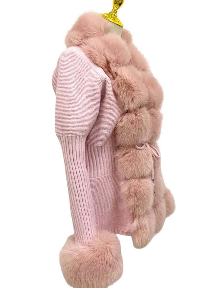 Women's Luxury Knitted Sweater Coat With Detachable Fur in 14 Colors! -, Sweater Coat , Drestiny , Australia, Beige, Black, Blue Grey, Brown, Camel, Coats, Dark Khaki, Khaki, L, Light Brown, M, New Zealand, Pink, S, United Kingdom, United States, White, XL, XXL, XXXL , Drestiny , www.shopdrestiny.com