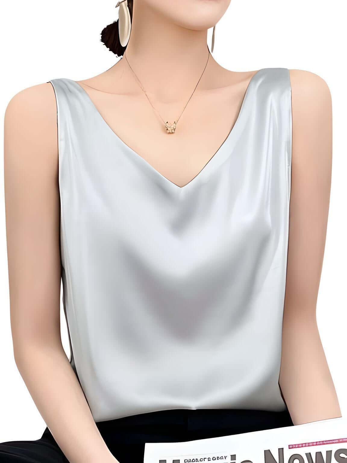 Women's Luxury Silk Tank Top -, Tank Top , Drestiny , Australia, Black, Blue Grey, Brown, Camisoles, Canada, Casual Shirts, Champagne, Dark Blue, Dark Green, Dress Shirts, Fruit Green, Gender_Women, L, Light Blue, M, New Zealand, Pale Green, Red, Sleeveless, Tank Tops, United Kingdom, United States, White, XL, XXL, XXXL , Drestiny , www.shopdrestiny.com