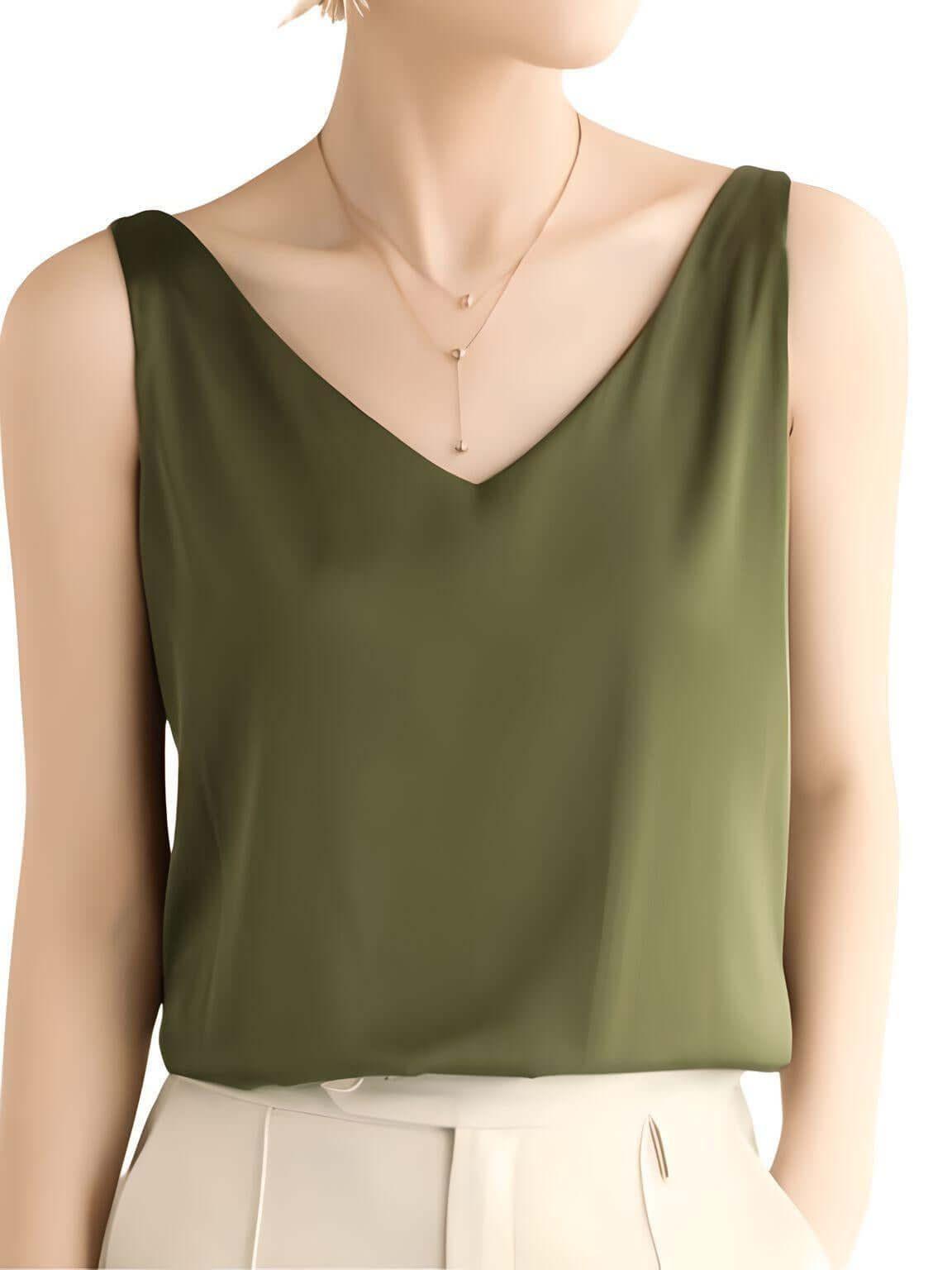 Women's Luxury Silk Tank Top -, Tank Top , Drestiny , Australia, Black, Blue Grey, Brown, Camisoles, Canada, Casual Shirts, Champagne, Dark Blue, Dark Green, Dress Shirts, Fruit Green, Gender_Women, L, Light Blue, M, New Zealand, Pale Green, Red, Sleeveless, Tank Tops, United Kingdom, United States, White, XL, XXL, XXXL , Drestiny , www.shopdrestiny.com