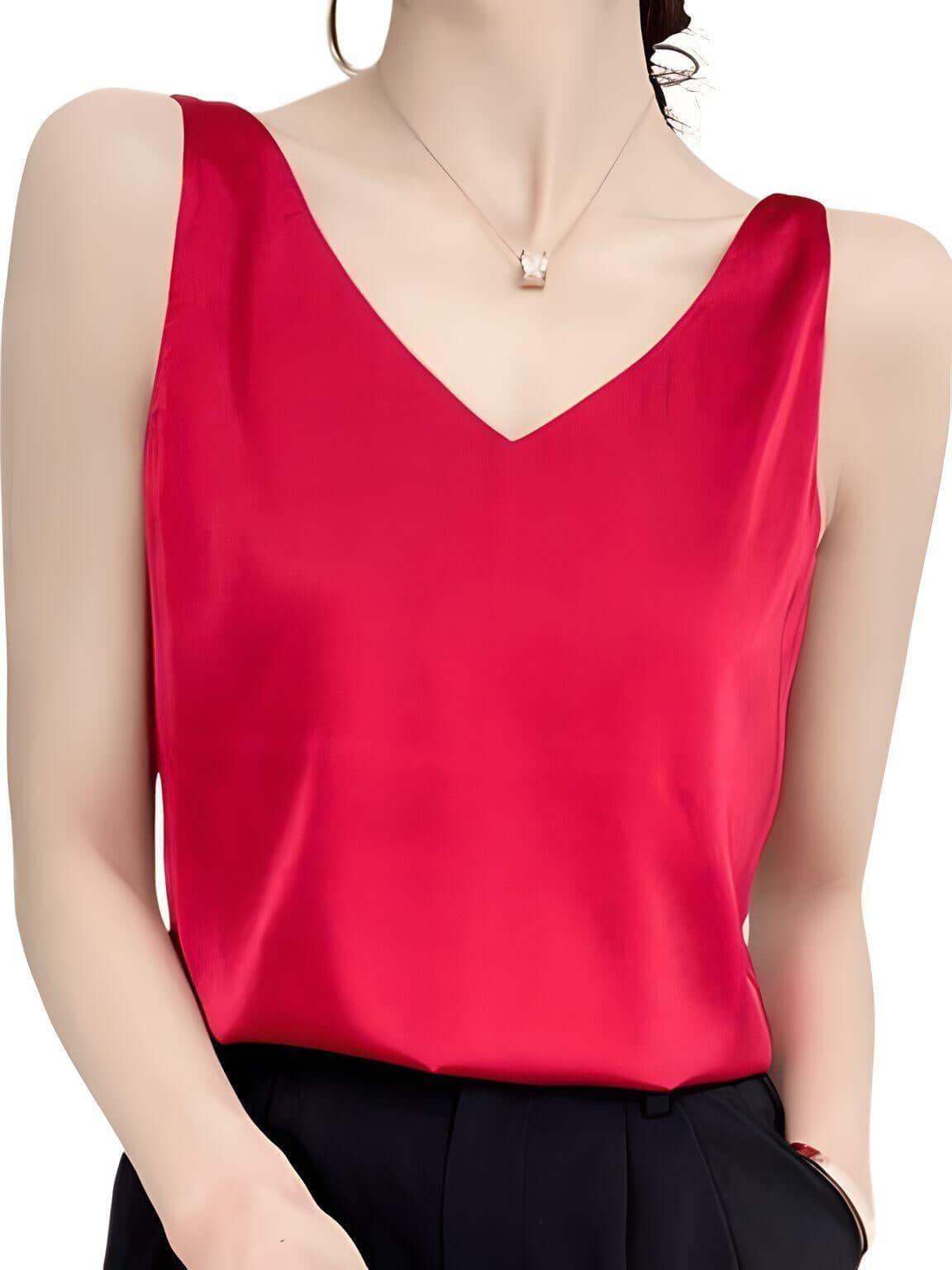 Women's Luxury Silk Tank Top -, Tank Top , Drestiny , Australia, Black, Blue Grey, Brown, Camisoles, Canada, Casual Shirts, Champagne, Dark Blue, Dark Green, Dress Shirts, Fruit Green, Gender_Women, L, Light Blue, M, New Zealand, Pale Green, Red, Sleeveless, Tank Tops, United Kingdom, United States, White, XL, XXL, XXXL , Drestiny , www.shopdrestiny.com