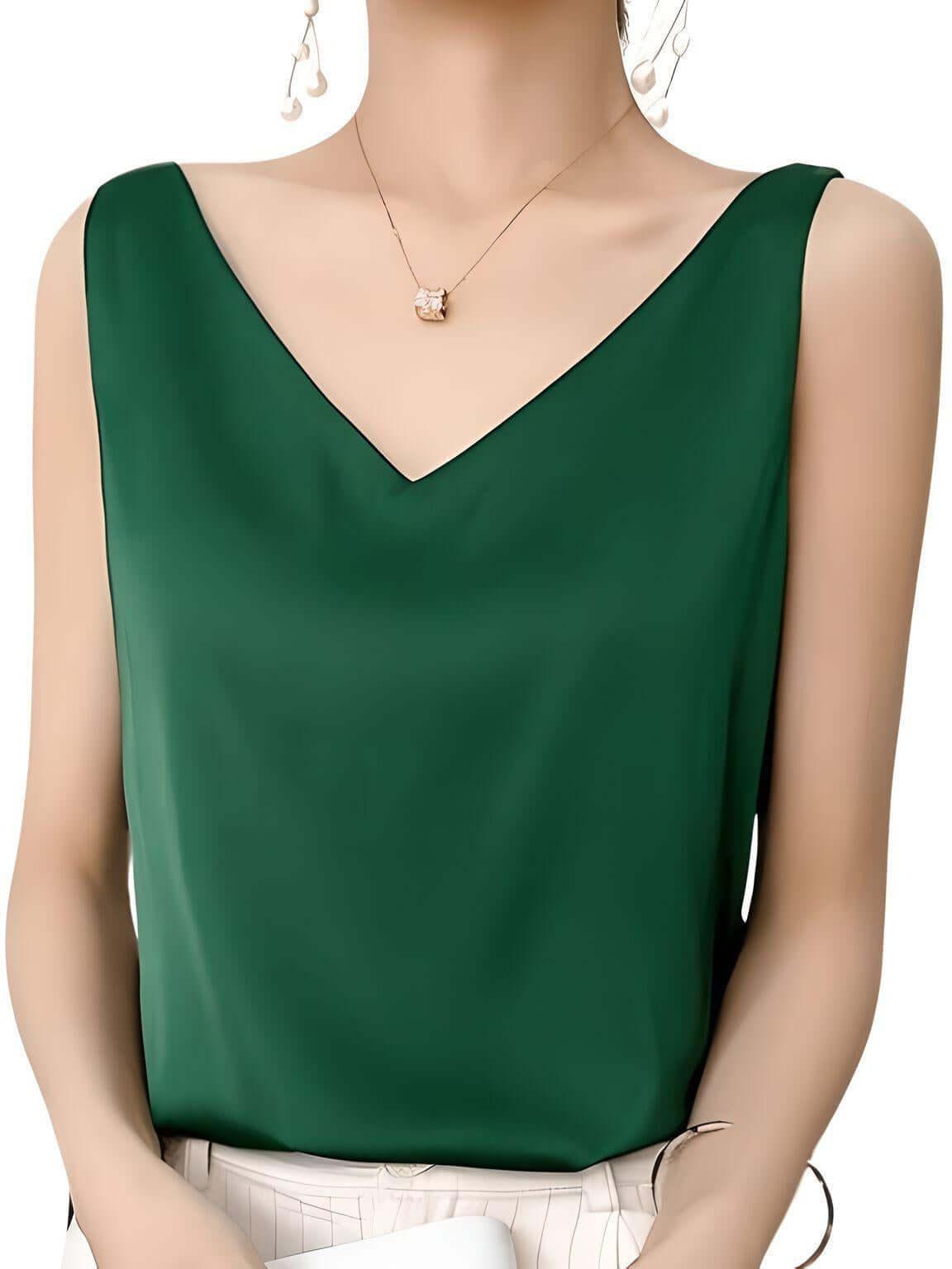 Women's Luxury Silk Tank Top -, Tank Top , Drestiny , Australia, Black, Blue Grey, Brown, Camisoles, Canada, Casual Shirts, Champagne, Dark Blue, Dark Green, Dress Shirts, Fruit Green, Gender_Women, L, Light Blue, M, New Zealand, Pale Green, Red, Sleeveless, Tank Tops, United Kingdom, United States, White, XL, XXL, XXXL , Drestiny , www.shopdrestiny.com