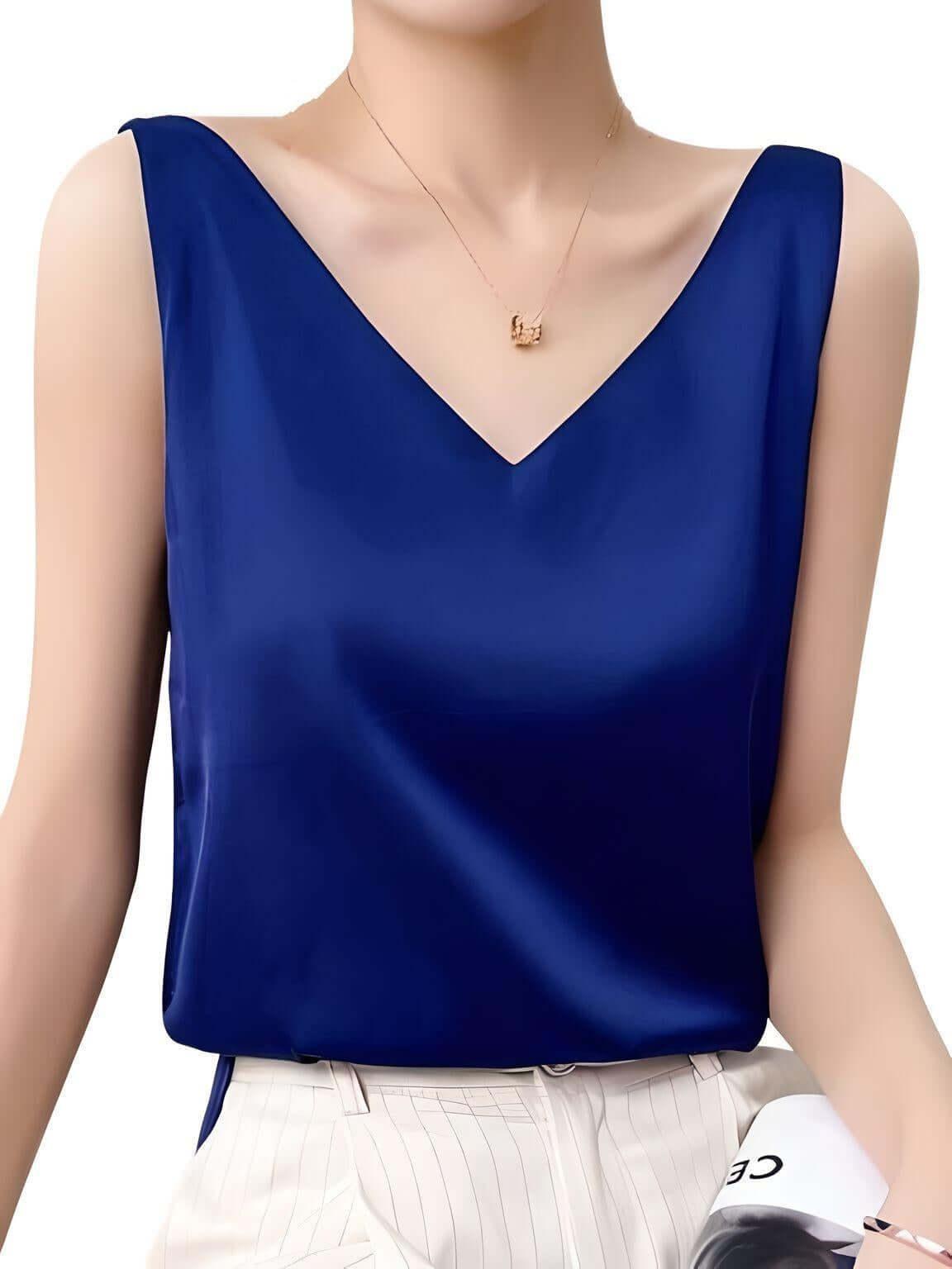 Women's Luxury Silk Tank Top -, Tank Top , Drestiny , Australia, Black, Blue Grey, Brown, Camisoles, Canada, Casual Shirts, Champagne, Dark Blue, Dark Green, Dress Shirts, Fruit Green, Gender_Women, L, Light Blue, M, New Zealand, Pale Green, Red, Sleeveless, Tank Tops, United Kingdom, United States, White, XL, XXL, XXXL , Drestiny , www.shopdrestiny.com