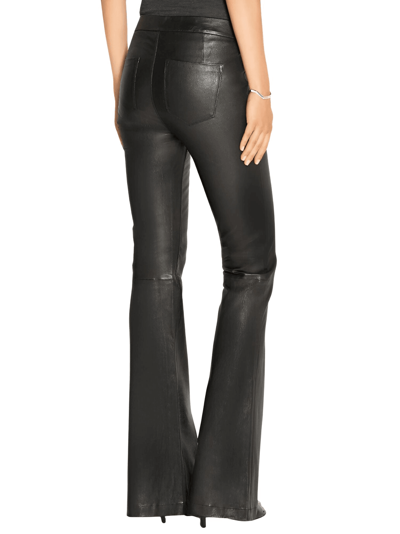 Women's Mid-Waist Slim Flare Black Leather Pants -, Pants , Drestiny , Australia, Black, Casual Pants, Dress Pants, FR, L, Leather Pants, M, New Zealand, S, United Kingdom, United States, XL, XS, XXL , Drestiny , www.shopdrestiny.com