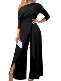 Thumbnail for Women's Off Shoulder Irregular Wide Leg Jumpsuit -, Jumpsuit , Drestiny , Australia, Black, Blue, Canada, Jumpsuits, L, M, New Zealand, Off Shoulder, One Shoulder, S, United Kingdom, United States, White, XL , Drestiny , www.shopdrestiny.com