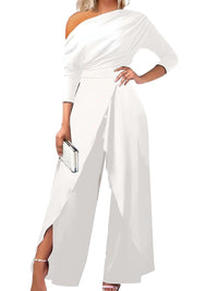 Thumbnail for Women's Off Shoulder Irregular Wide Leg Jumpsuit -, Jumpsuit , Drestiny , Australia, Black, Blue, Canada, Jumpsuits, L, M, New Zealand, Off Shoulder, One Shoulder, S, United Kingdom, United States, White, XL , Drestiny , www.shopdrestiny.com