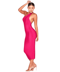 Thumbnail for Women's One Shoulder Bandage Dress -, One Shoulder Dress , Drestiny , Australia, Black, FR, Knee Length Dresses, L, M, Midi Dresses, New Zealand, One Shoulder, Orange, Pink, S, Sleeveless, United Kingdom, United States, White, XL, XS , Drestiny , www.shopdrestiny.com