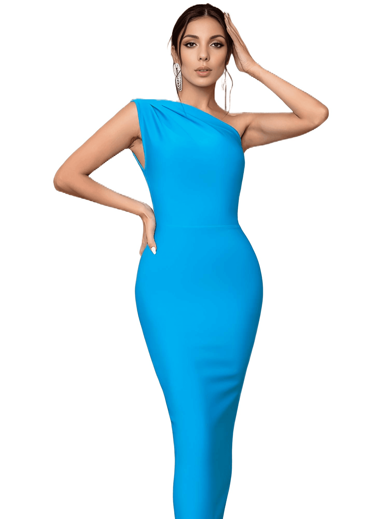 Women's One Shoulder Bandage Dress -, Dress , Drestiny , Australia, Black, Blue, Canada, Dark Blue, Deep Pink, FR, L, Light Blue, M, Midi Dresses, New Zealand, One Shoulder, Pink, Red, S, Sky Blue, Sleeveless, United Kingdom, United States, XS , Drestiny , www.shopdrestiny.com