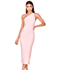 Thumbnail for Women's One Shoulder Bandage Dress -, One Shoulder Dress , Drestiny , Australia, Black, FR, Knee Length Dresses, L, M, Midi Dresses, New Zealand, One Shoulder, Orange, Pink, S, Sleeveless, United Kingdom, United States, White, XL, XS , Drestiny , www.shopdrestiny.com