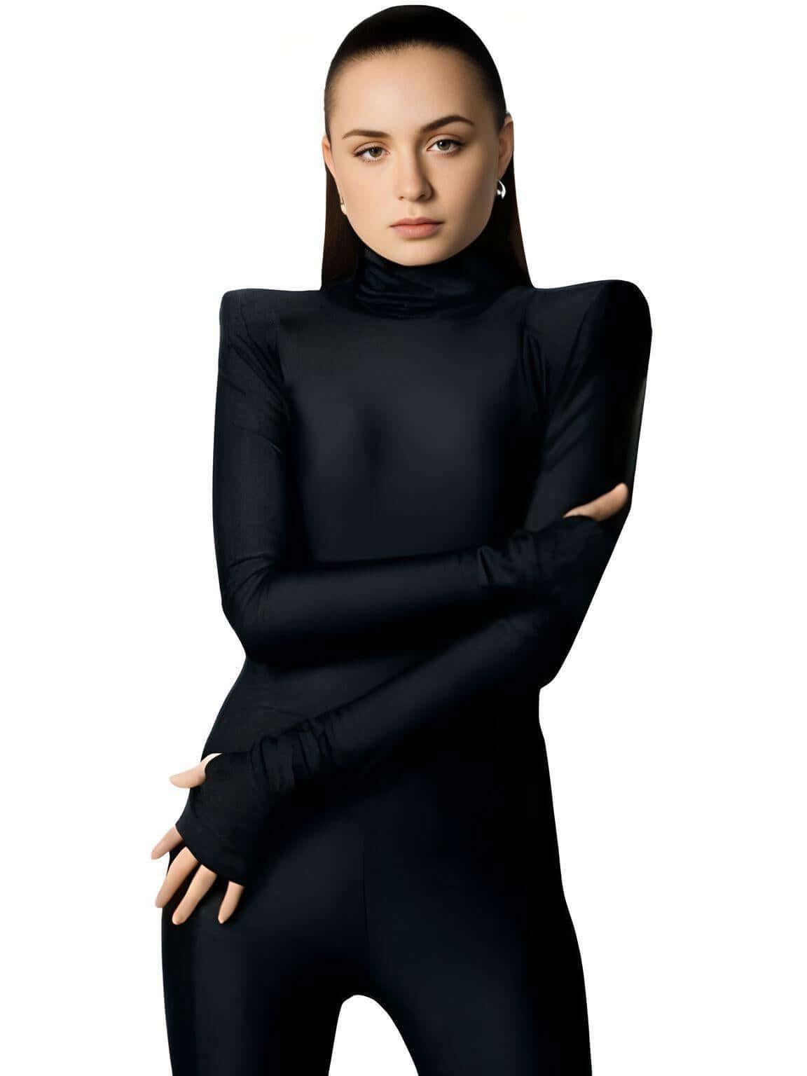 Women's Padded Shoulder Long Sleeve Turtleneck Bodysuit -, Bodysuit , Drestiny , Australia, Black, Bodysuits, Casual Shirts, Dress Shirts, Gender_Women, L, Light Purple, Long Sleeves, M, New Zealand, S, Turtlenecks, United Kingdom, United States , Drestiny , www.shopdrestiny.com