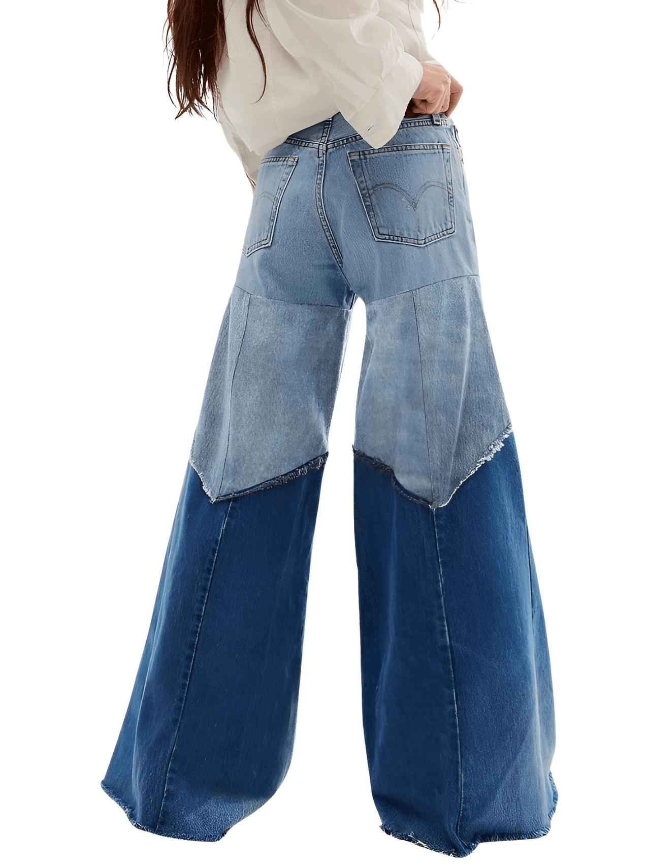 Women's Patchwork High Waist Wide-Legged Denim Jeans -, Jeans , Drestiny , 4XL, Australia, Blue, Casual Pants, Dark Blue, Jeans, L, Light Blue, M, United Kingdom, United States, XL, XXL, XXXL , Drestiny , www.shopdrestiny.com