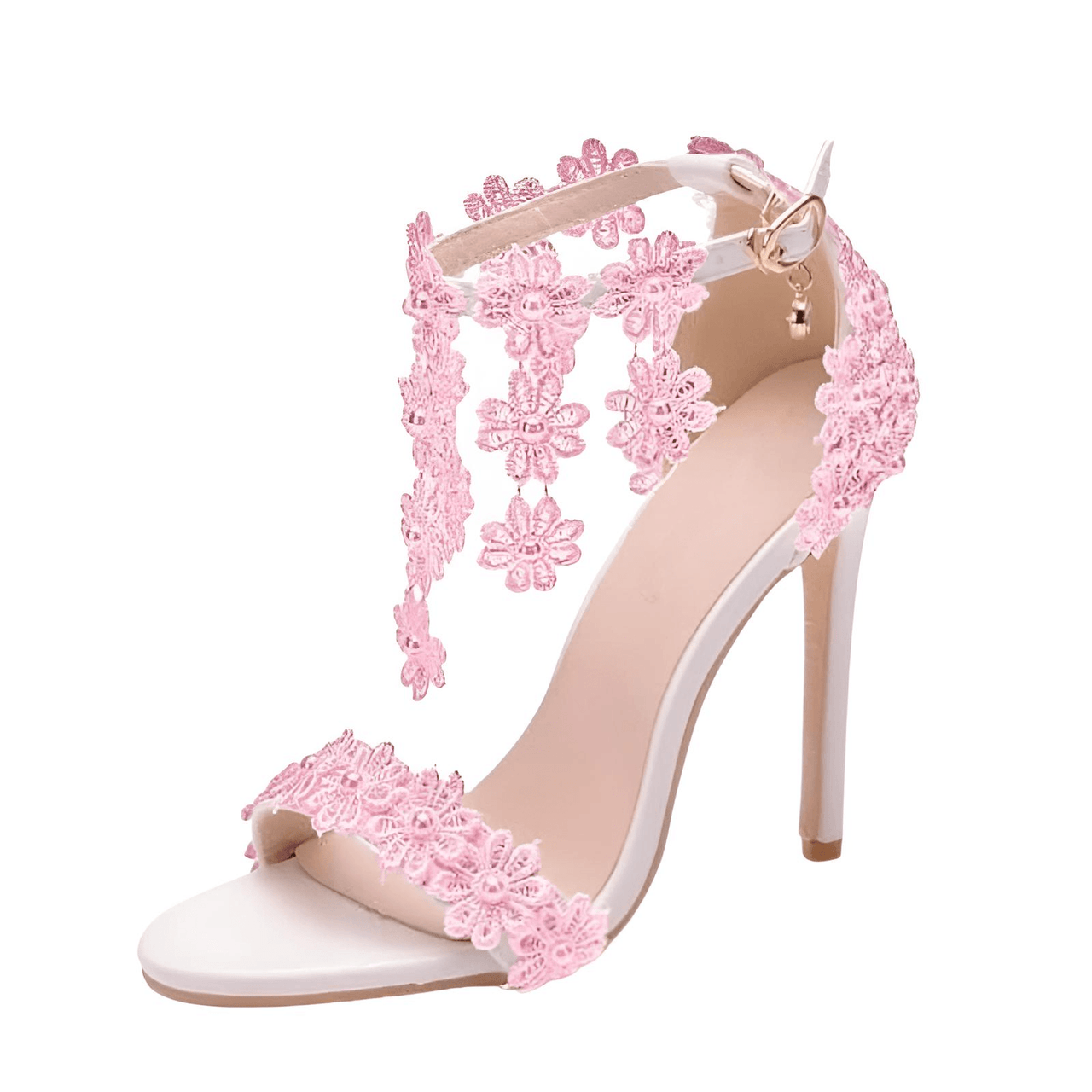 Women's Ankle Strap Sandals With Lace Flower -, Heels , Drestiny , Australia, Beige, Blue, FR, Gold, Green, Heels, High Heels, New Zealand, Pink, Purple, Red, Sandals, United Kingdom, United States, White, Yellow , Drestiny , www.shopdrestiny.com