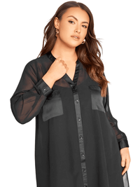 Thumbnail for Women's Plus Size Sheer Black Blouse -, Blouses , Drestiny , 4XL, 5XL, 6XL, 7XL, 8XL, Australia, Black, Blouses, Casual Shirts, Dress Shirts, L, Long Sleeves, New Zealand, United Kingdom, United States, XL, XXL, XXXL , Drestiny , www.shopdrestiny.com