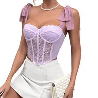 Thumbnail for Women's Purple Lace Corset Crop Top -, Crop Tops , Drestiny , Australia, Canada, Casual Shirts, Corsets, Crop Tops, Dress Shirts, Gender_Women, L, Light Purple, M, New Zealand, Purple, S, Sleeveless, United Kingdom, United States , Drestiny , www.shopdrestiny.com