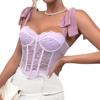 Thumbnail for Women's Purple Lace Corset Crop Top -, Crop Tops , Drestiny , Australia, Canada, Casual Shirts, Corsets, Crop Tops, Dress Shirts, Gender_Women, L, Light Purple, M, New Zealand, Purple, S, Sleeveless, United Kingdom, United States , Drestiny , www.shopdrestiny.com