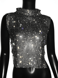 Thumbnail for Women's Rhinestone Top -, Rhinestone Top , Drestiny , Australia, Black, Blue, Canada, Casual Shirts, Crop Tops, Gold, Green, New Zealand, Pink, Red, S, Silver, Sleeveless, Tank Tops, Turtlenecks, United Kingdom, United States , Drestiny , www.shopdrestiny.com