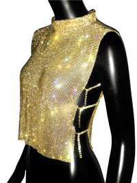 Thumbnail for Women's Rhinestone Top -, Rhinestone Top , Drestiny , Australia, Black, Blue, Canada, Casual Shirts, Crop Tops, Gold, Green, New Zealand, Pink, Red, S, Silver, Sleeveless, Tank Tops, Turtlenecks, United Kingdom, United States , Drestiny , www.shopdrestiny.com