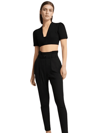 Thumbnail for Women's Black Short Sleeve Crop Top & Black Pants Set -, Sets , Drestiny , Australia, Black, Canada, Casual Pants, Casual Shirts, Crop Tops, Dress Pants, FR, L, M, New Zealand, Pant Sets, S, Short Sleeves, United Kingdom, United States , Drestiny , www.shopdrestiny.com