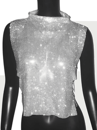 Thumbnail for Women's Rhinestone Top -, Rhinestone Top , Drestiny , Australia, Black, Blue, Canada, Casual Shirts, Crop Tops, Gold, Green, New Zealand, Pink, Red, S, Silver, Sleeveless, Tank Tops, Turtlenecks, United Kingdom, United States , Drestiny , www.shopdrestiny.com