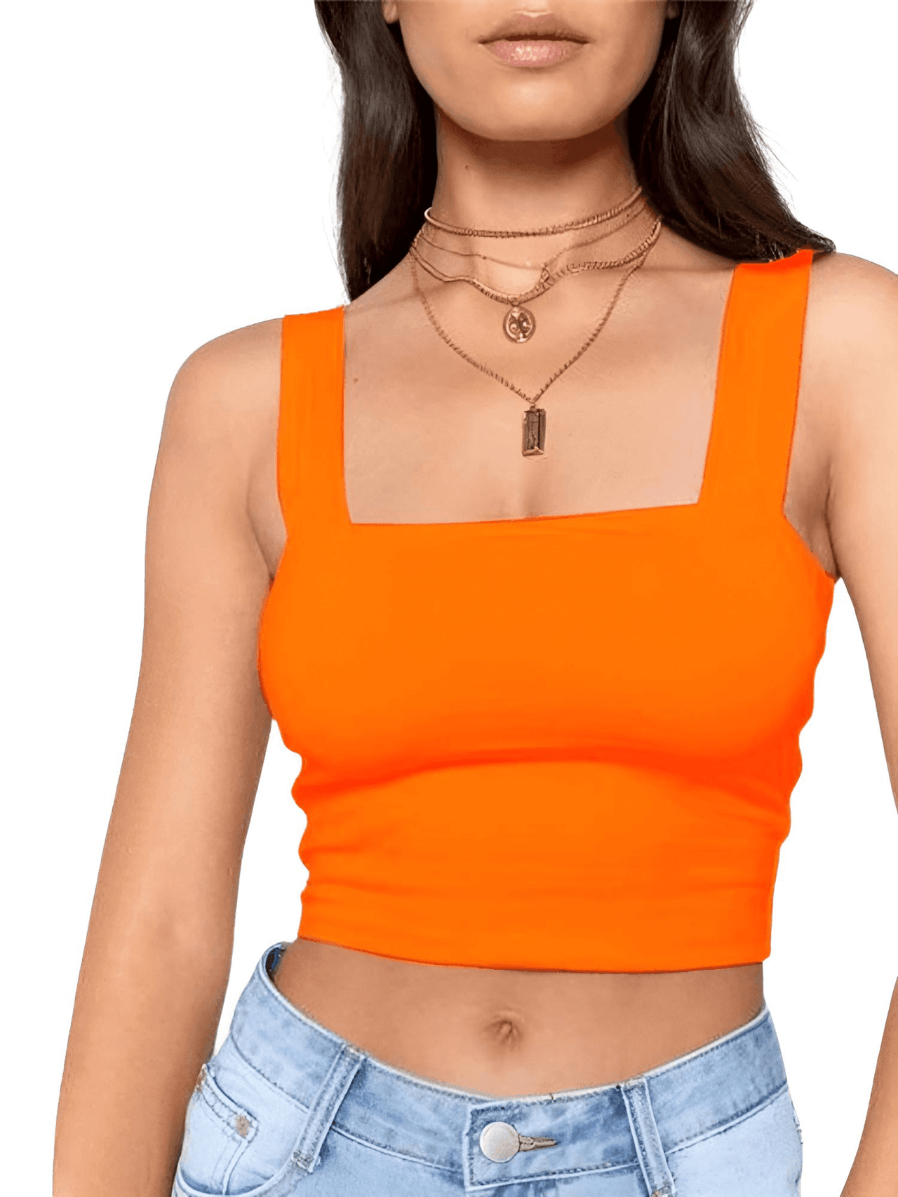 Women's Square Neck Sleeveless Summer Crop Top -, Crop Top , Drestiny , Australia, Black, Canada, Casual Shirts, Crop Tops, Gender_Women, L, Light Blue, M, New Zealand, Orange, Red, S, Sleeveless, United Kingdom, United States, White, XS , Drestiny , www.shopdrestiny.com