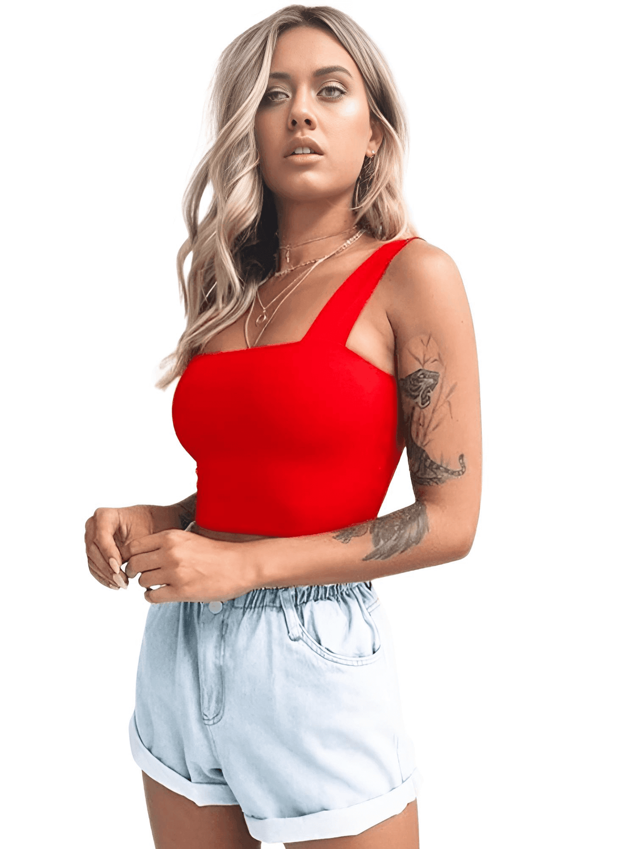 Women's Square Neck Sleeveless Summer Crop Top -, Crop Top , Drestiny , Australia, Black, Canada, Casual Shirts, Crop Tops, Gender_Women, L, Light Blue, M, New Zealand, Orange, Red, S, Sleeveless, United Kingdom, United States, White, XS , Drestiny , www.shopdrestiny.com