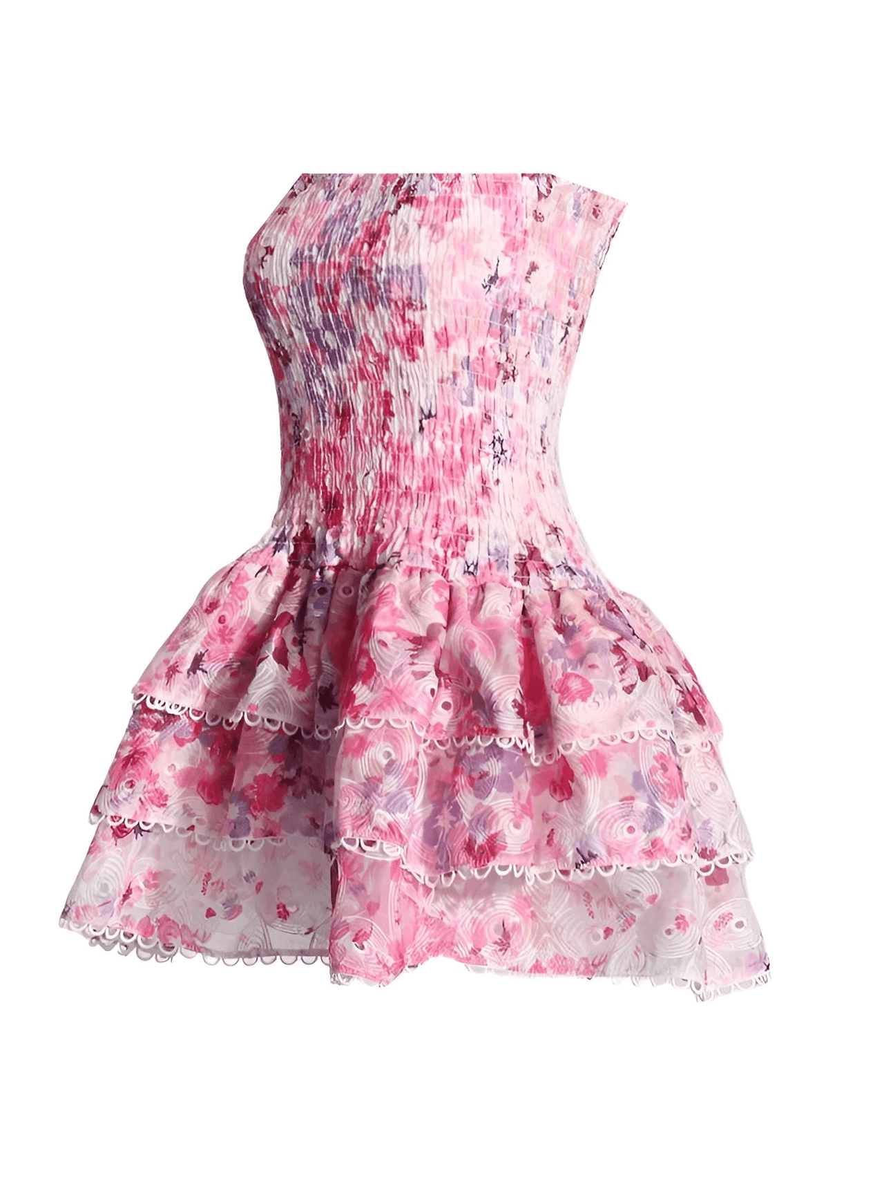 Women's Strapless High Waist Patchwork Dress -, Dress , Drestiny , Australia, Canada, L, M, Mini Dresses, New Zealand, Off Shoulder, Pink, S, Sleeveless, Strapless, United Kingdom, United States, XL , Drestiny , www.shopdrestiny.com