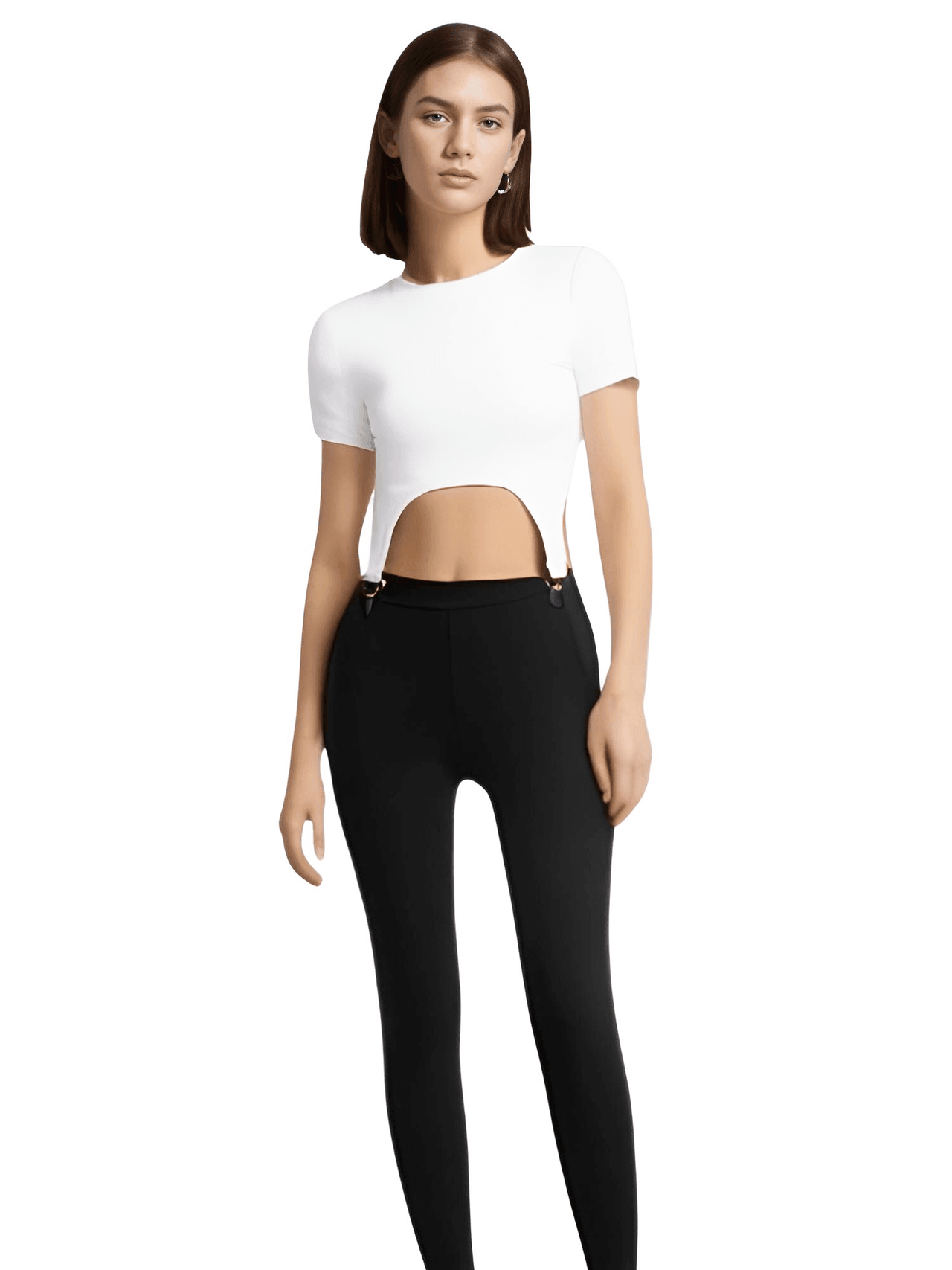 Women's Streetwear Crop T-Shirt with Buckle -, T-Shirt , Drestiny , Australia, Canada, Casual Shirts, Crop Tops, Gender_Women, L, M, New Zealand, Short Sleeves, T-Shirts, United Kingdom, United States, White, XL, XXL , Drestiny , www.shopdrestiny.com