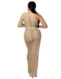 Thumbnail for Women's White Crochet Beach Dress - Now in Tan Too! -, Dress , Drestiny , Australia, Brown, Cover Ups, L, Long Sleeves, M, New Zealand, One Shoulder, S, Sleeveless, Tan, United Kingdom, United States, White, XL , Drestiny , www.shopdrestiny.com