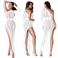 Thumbnail for Women's White Crochet Beach Dress - Now in Tan Too! -, Dress , Drestiny , Australia, Brown, Cover Ups, L, Long Sleeves, M, New Zealand, One Shoulder, S, Sleeveless, Tan, United Kingdom, United States, White, XL , Drestiny , www.shopdrestiny.com