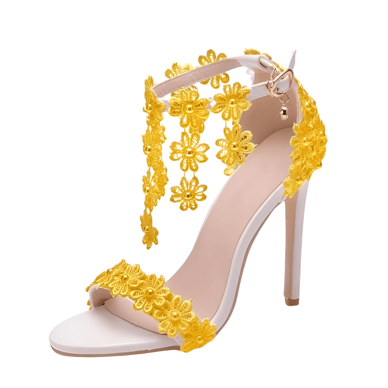 Women's Ankle Strap Sandals With Lace Flower -, Heels , Drestiny , Australia, Beige, Blue, FR, Gold, Green, Heels, High Heels, New Zealand, Pink, Purple, Red, Sandals, United Kingdom, United States, White, Yellow , Drestiny , www.shopdrestiny.com