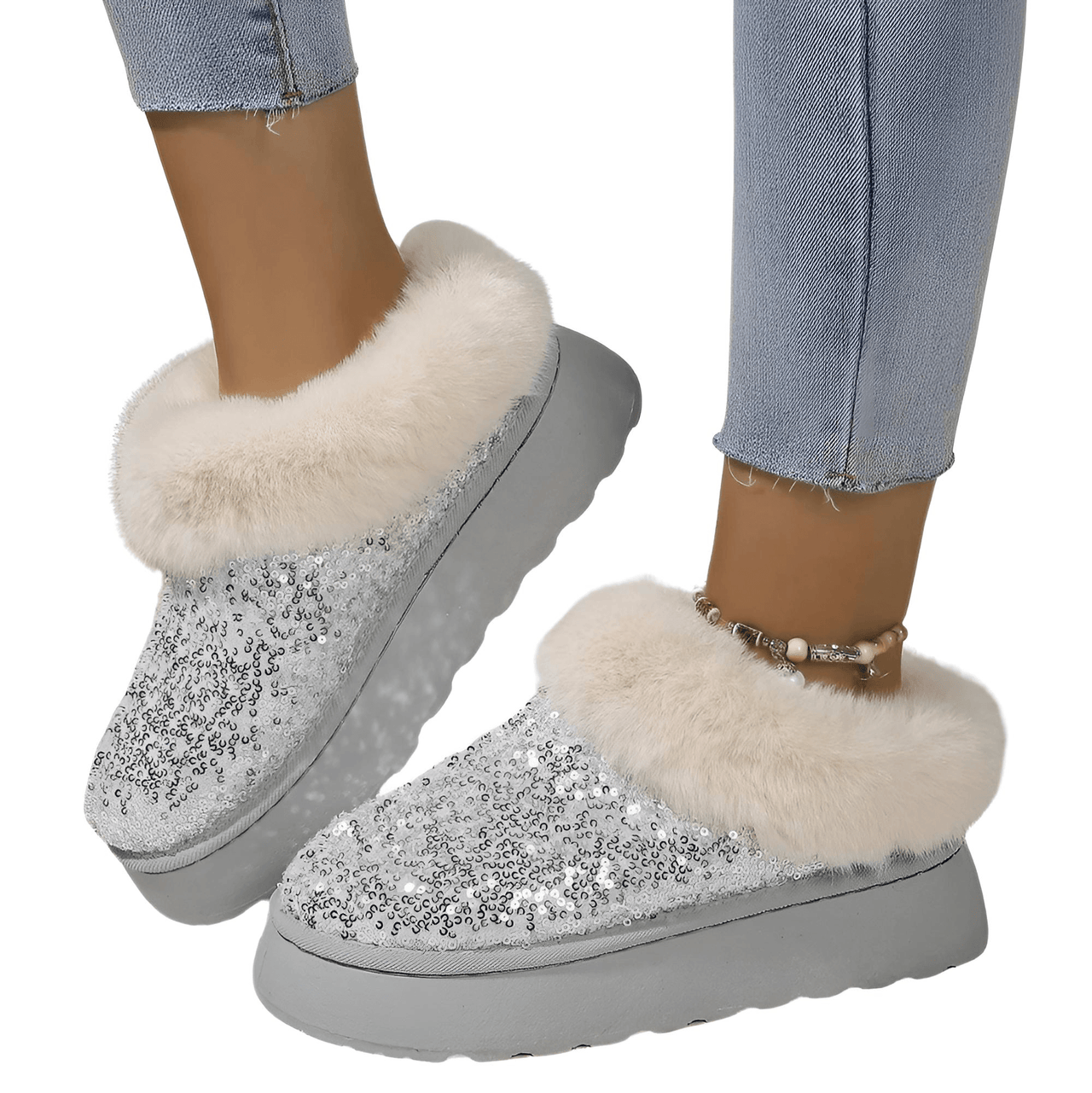 Women's Ankle Snow Boot Slippers Winter New Fashion Shiny Fur Short Plush Warm Flats Slippers Platform Shoes, Drestiny, Boots, Ankle Boots, Slippers, Glitter Slippers, Looking for UGG Slippers, Women's, Pink, Black, Blue Grey, Gold, 6, 6.5, 7.5, 8.5, 9, 9.5, 10, 10.5, 11, shopdrestiny.com