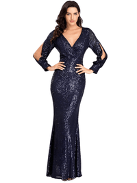 Thumbnail for Women's Full Sequins Prom Party Gown - In 8 Colors! -, Dress , Drestiny , 10, 12, 14, 16, 18, 18W, 20, 20W, 22, 22W, 4, 6, 8, Australia, Black, Blue, Canada, Dark Blue, Dark Green, Gold, Green, L, Long Sleeves, M, Maxi Dresses, New Zealand, Pink, S, Steel Blue, United Kingdom, United States, Wine Red, XL, XXL , Drestiny , www.shopdrestiny.com