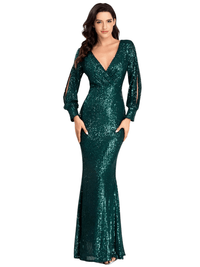 Thumbnail for Women's Full Sequins Prom Party Gown - In 8 Colors! -, Dress , Drestiny , 10, 12, 14, 16, 18, 18W, 20, 20W, 22, 22W, 4, 6, 8, Australia, Black, Blue, Canada, Dark Blue, Dark Green, Gold, Green, L, Long Sleeves, M, Maxi Dresses, New Zealand, Pink, S, Steel Blue, United Kingdom, United States, Wine Red, XL, XXL , Drestiny , www.shopdrestiny.com