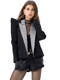 Thumbnail for Women's Diamond Peak Shoulder Black Blazer -, Coats & Jackets , Drestiny , Australia, Black, Blazers, Canada, Gold, Jackets, L, M, New Zealand, S, United Kingdom, United States, XL, XXL , Drestiny , www.shopdrestiny.com