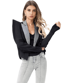 Thumbnail for Women's Diamond Peak Shoulder Black Blazer -, Coats & Jackets , Drestiny , Australia, Black, Blazers, Canada, Gold, Jackets, L, M, New Zealand, S, United Kingdom, United States, XL, XXL , Drestiny , www.shopdrestiny.com