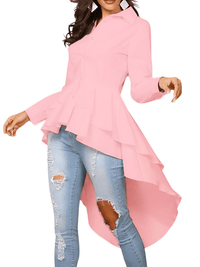 Thumbnail for Women's Elegant Ruffle Hem Shirt -, Shirts , Drestiny , 4XL, 5XL, Australia, Black, Blouses, Casual Shirts, Dress Shirts, L, Long Sleeves, M, New Zealand, Pink, S, United Kingdom, United States, White, XL, XXL, XXXL , Drestiny , www.shopdrestiny.com