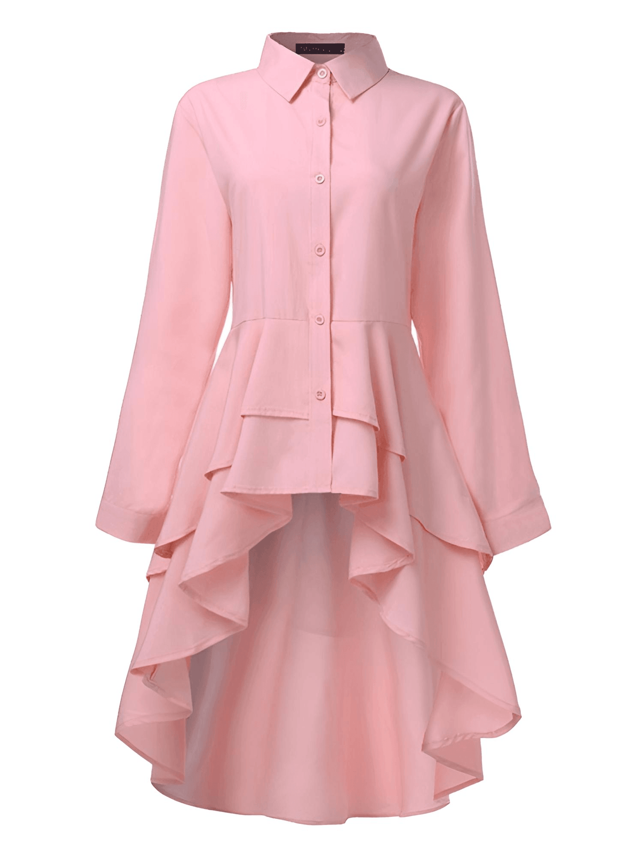 Women's Elegant Ruffle Hem Shirt -, Shirts , Drestiny , 4XL, 5XL, Australia, Black, Blouses, Casual Shirts, Dress Shirts, L, Long Sleeves, M, New Zealand, Pink, S, United Kingdom, United States, White, XL, XXL, XXXL , Drestiny , www.shopdrestiny.com