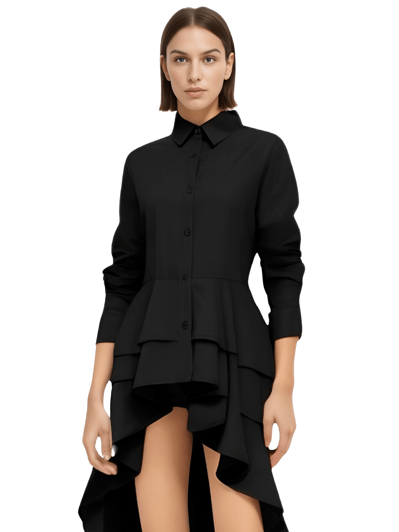 Women's Elegant Ruffle Hem Shirt -, Shirts , Drestiny , 4XL, 5XL, Australia, Black, Blouses, Casual Shirts, Dress Shirts, L, Long Sleeves, M, New Zealand, Pink, S, United Kingdom, United States, White, XL, XXL, XXXL , Drestiny , www.shopdrestiny.com