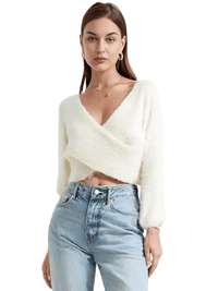 Thumbnail for Women's Fluffy Crop Sweater