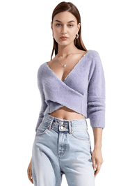 Thumbnail for Women's Fluffy Crop Sweater