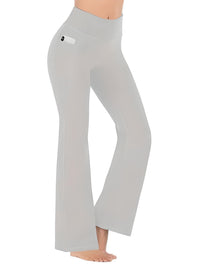 Thumbnail for Women's High Waist Flared Yoga Pants with Pockets -, , Drestiny , light grey , Drestiny , www.shopdrestiny.com