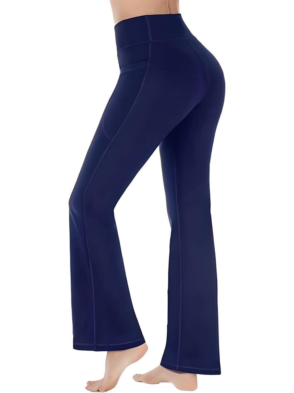 Women's High Waist Flared Yoga Pants with Pockets