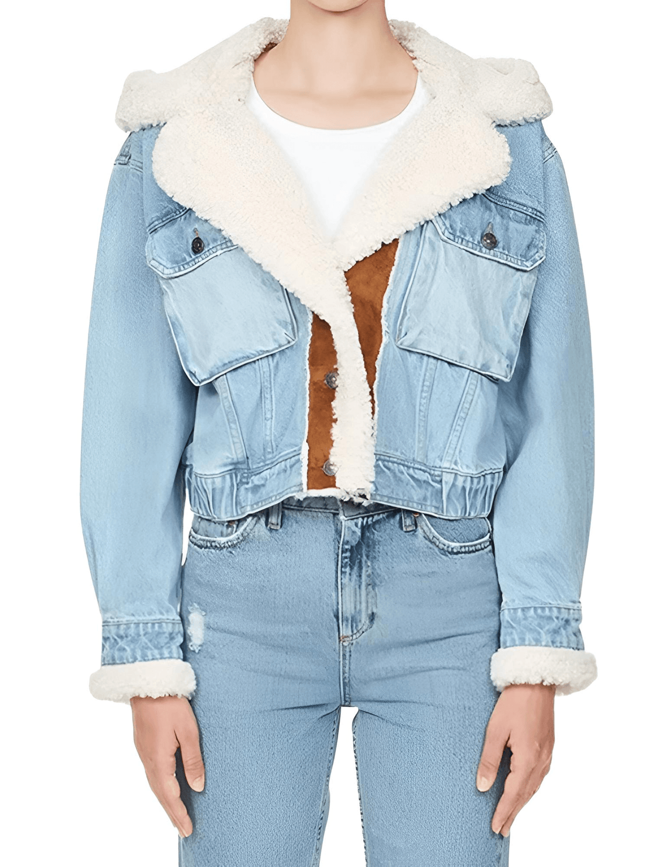 Women's Hooded Patchwork Denim Jacket -, Coat , Drestiny , Australia, Blue, Brown, Canada, Coats, FR, Jackets, L, Light Blue, M, New Zealand, S, United Kingdom, United States, White, XL , Drestiny , www.shopdrestiny.com